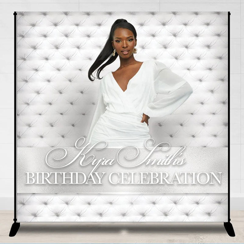 Lofaris Personalized White Birthday Backdrop With Photo