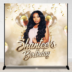 Lofaris Personalized White Gold Bokeh Photo Birthday Backdrop