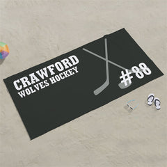 Lofaris Personalized Wloves Hockey Solid Color Beach Towel