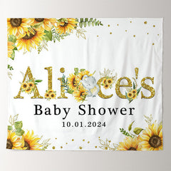 Lofaris Personalized Yellow Sunflower Baby Shower Backdrop