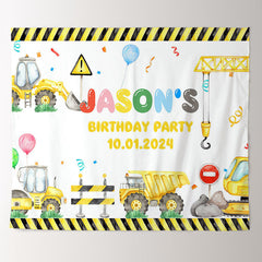 Lofaris Personalized Yellow Toy Truck Boy Birthday Backdrop