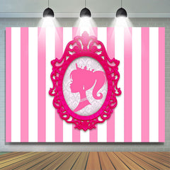 Lofaris Photo Frame Princess Pink Stripe Girl Party Backdrop