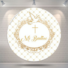 Lofaris Pigeon White Gold Baptism Round Backdrop Cover