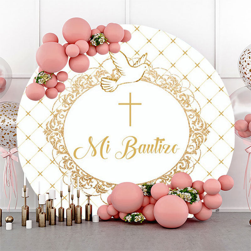 Lofaris Pigeon White Gold Baptism Round Backdrop Cover