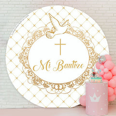 Lofaris Pigeon White Gold Baptism Round Backdrop Cover