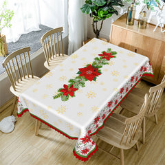 Lofaris Pine Branches Red Poinsettia Christmas Tablecloth