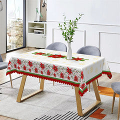 Lofaris Pine Branches Red Poinsettia Christmas Tablecloth