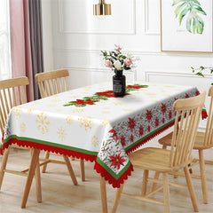 Lofaris Pine Branches Red Poinsettia Christmas Tablecloth