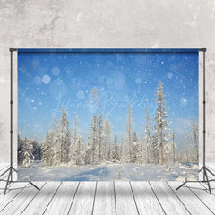 Lofaris Pine Forest In Snow And Blue Sky Photography Backdrop