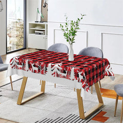 Lofaris Pine Tree Reindeer Red Plaid Christmas Tablecloth