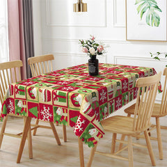 Lofaris Pine Tree Santa Snowman Christmas Pattern Tablecloth