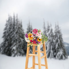 Lofaris Pine Trees Covered With Snow Photography Backdrop