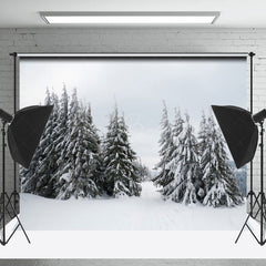 Lofaris Pine Trees Covered With Snow Photography Backdrop