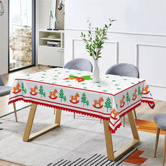 Lofaris Pine Trees Wood Horse Christmas Party Tablecloth