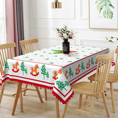 Lofaris Pine Trees Wood Horse Christmas Party Tablecloth