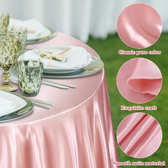 Lofaris Pink 108 GSM Smooth Satin Banquet Round Tablecloth