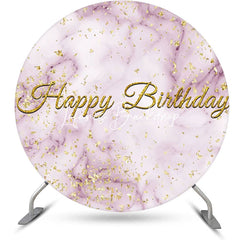 Lofaris Pink Abstract Marble Texture Round Birthday Backdrop