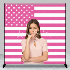 Lofaris Pink American Flag Custom Photo Backdrop For Girl