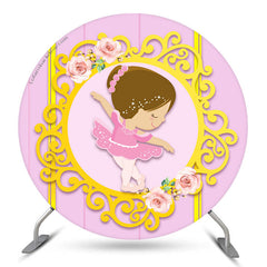 Lofaris Pink And Gold Floral Ballerina Round Party Backdrop Kit