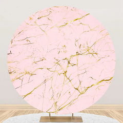 Lofaris Pink And Golden Abstract Round Birthday Backdrop