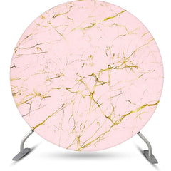 Lofaris Pink And Golden Abstract Round Birthday Backdrop