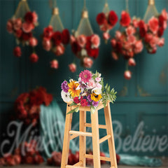 Lofaris Pink And Red Rose Turquoise Wall Photo Backdrop