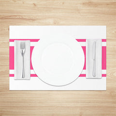 Lofaris Pink And White Simple Fabric Set Of 4 Placemats