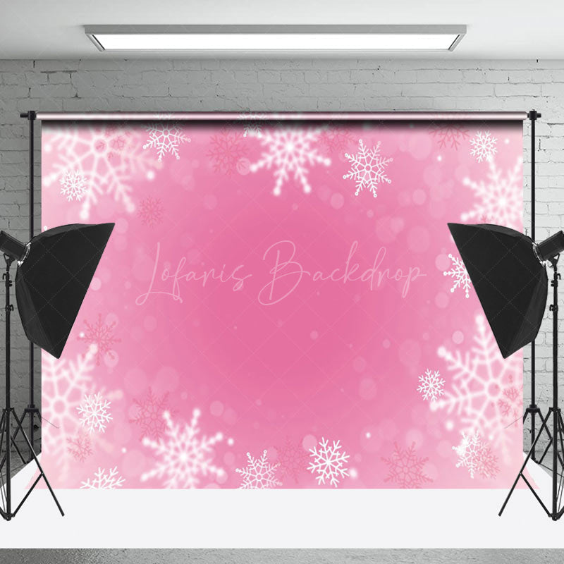 Lofaris Pink Background Snowflake Bokeh Photo Backdrop