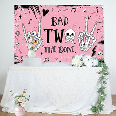 Lofaris Pink Bad Two The Bone Halloween Birthday Backdrop