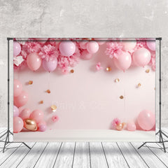 Lofaris Pink Balloon Flower Birthday Cake Smash Backdrop