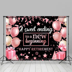 Lofaris Pink Balloon Glitter Gift Stars Retirement Backdrop