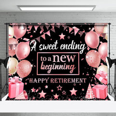 Lofaris Pink Balloon Glitter Gift Stars Retirement Backdrop