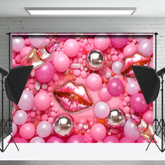 Lofaris Pink Balloon Lips Girl Birthday Cake Smash Backdrop