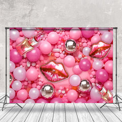 Lofaris Pink Balloon Lips Girl Birthday Cake Smash Backdrop