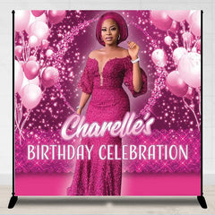 Lofaris Pink Balloon Star Custom Photo Birthday Backdrop