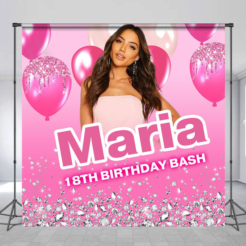 Lofaris Pink Balloons Custom Photo 18th Birthday Backdrop