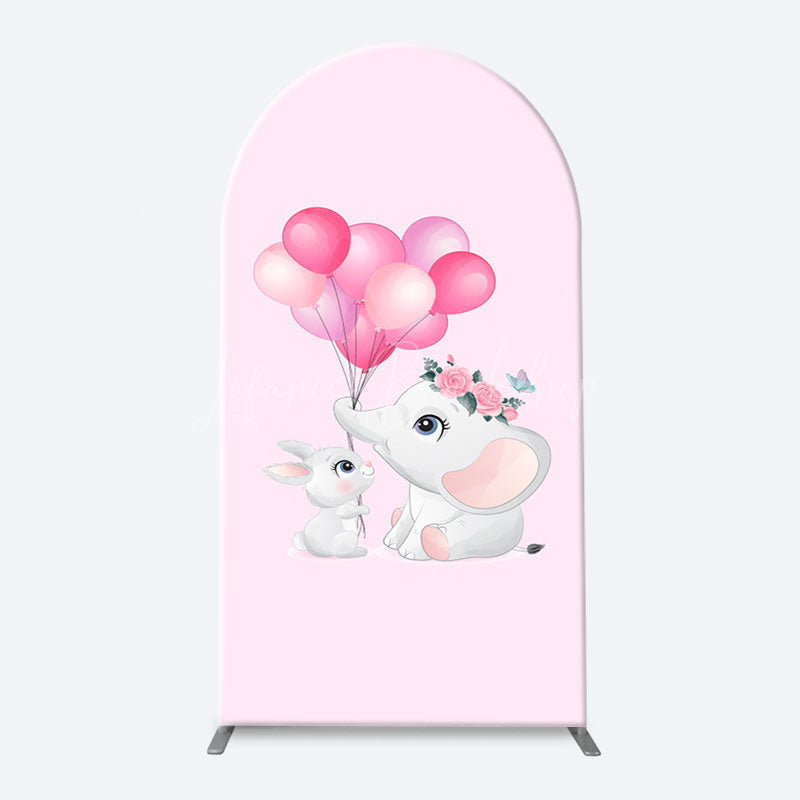 Lofaris Pink Balloons Elephants Arch Baby Shower Backdrop