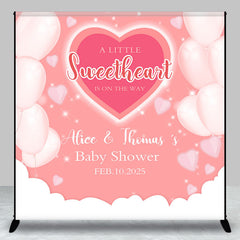 Lofaris Pink Balloons Hearts Custom Baby Shower Backdrop