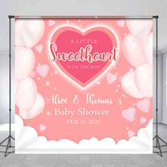 Lofaris Pink Balloons Hearts Custom Baby Shower Backdrop