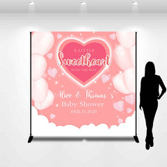 Lofaris Pink Balloons Hearts Custom Baby Shower Backdrop