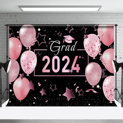 Lofaris Pink Balloons Star Black Girls Graduation Backdrop