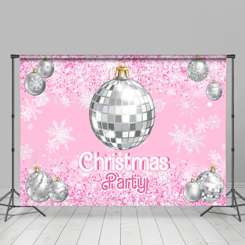 Lofaris Pink Bauble Lantern Ball Snow Christmas Backdrop