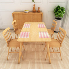 Lofaris Pink Beige Plaid Fabric Dining Set Of 4 Placemats