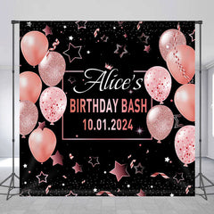 Lofaris Pink Black Custom Birthday Party Backdrop For Woman