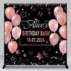 Lofaris Pink Black Custom Birthday Party Backdrop For Woman