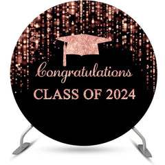 Lofaris Pink Black Sparkle Simple Circle Graduation Backdrop