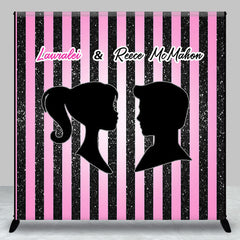 Lofaris Pink Black Stripes Twins Custom Baby Shower Backdrop