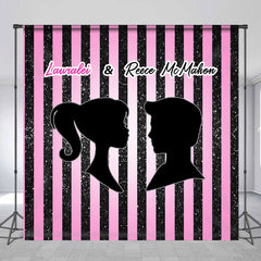 Lofaris Pink Black Stripes Twins Custom Baby Shower Backdrop