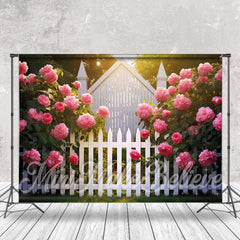 Lofaris Pink Blooming Flowers Garden Fence Wedding Backdrop