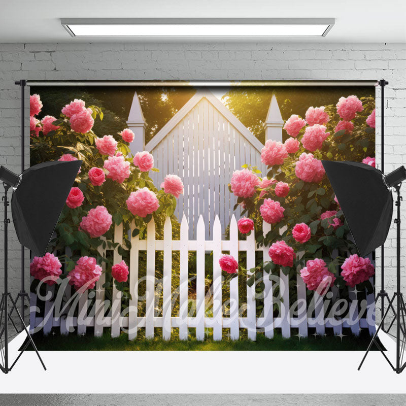 Lofaris Pink Blooming Flowers Garden Fence Wedding Backdrop